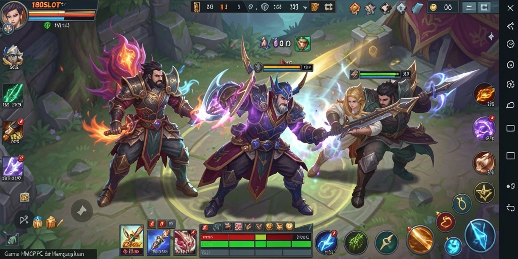Screenshot utama 180SLOT menampilkan pertarungan epik di dunia MMORPG.