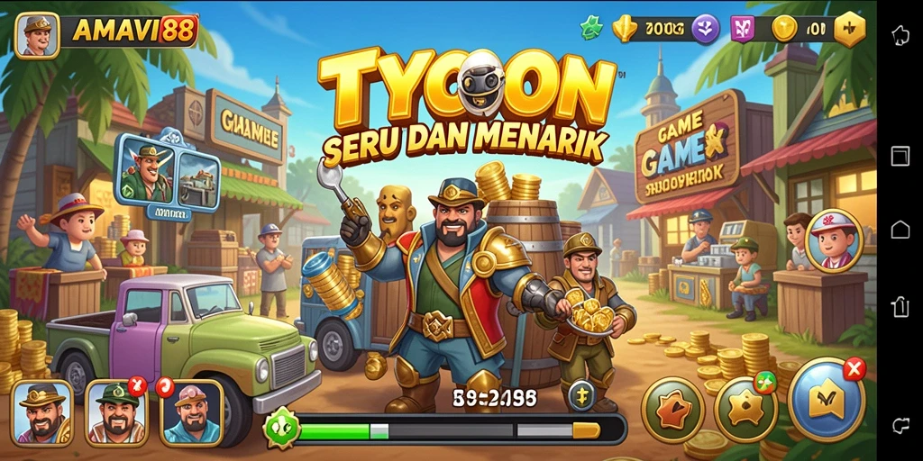 Tampilan gameplay menarik dalam AMAVI88 dengan elemen Tycoon.