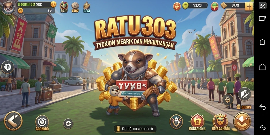 Screenshot gameplay menunjukkan pengelolaan bisnis yang menantang di RATU303.