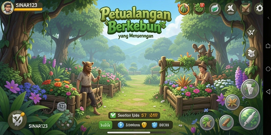 Tangkapan layar gameplay SINAR123 yang menampilkan kegiatan berkebun yang menarik.